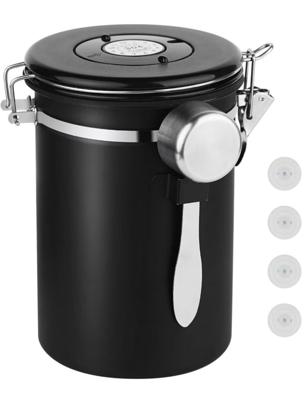 Airtight 22oz Stainless Steel Coffee Canister with Date Tracker & Freshness Seal